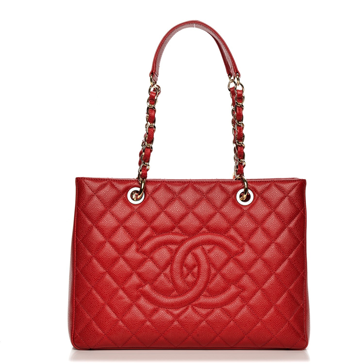 Chanel Caviar Quilted Grand Shopping Tote GST Red 1 of 9