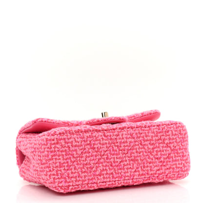 Chanel Wool Tweed Quilted Mini Rectangular Flap Dark Pink Fuchsia 4 of 8