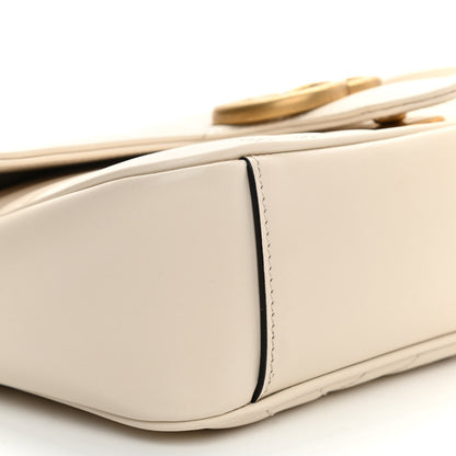 Gucci Calfskin Matelasse Small GG Marmont Shoulder Bag White 9 of 10