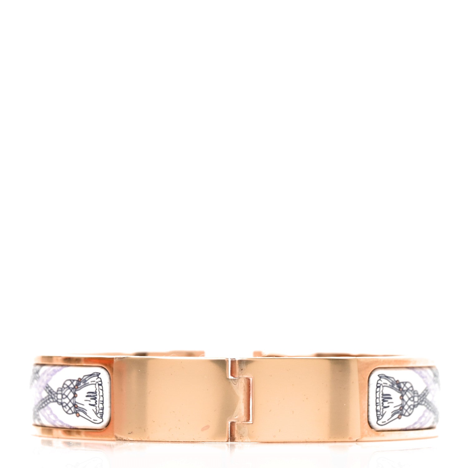 Hermes Enamel Narrow Print Grand Apparat Remix Multico Clic Clac H Bracelet PM Lilas 3 of 5