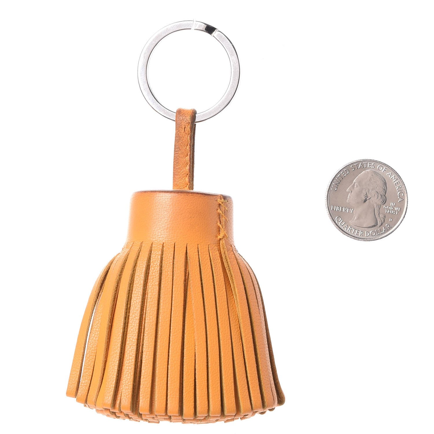 Hermes Lambskin Carmen Tassel Key Holder Jaune D'Or 2 of 4