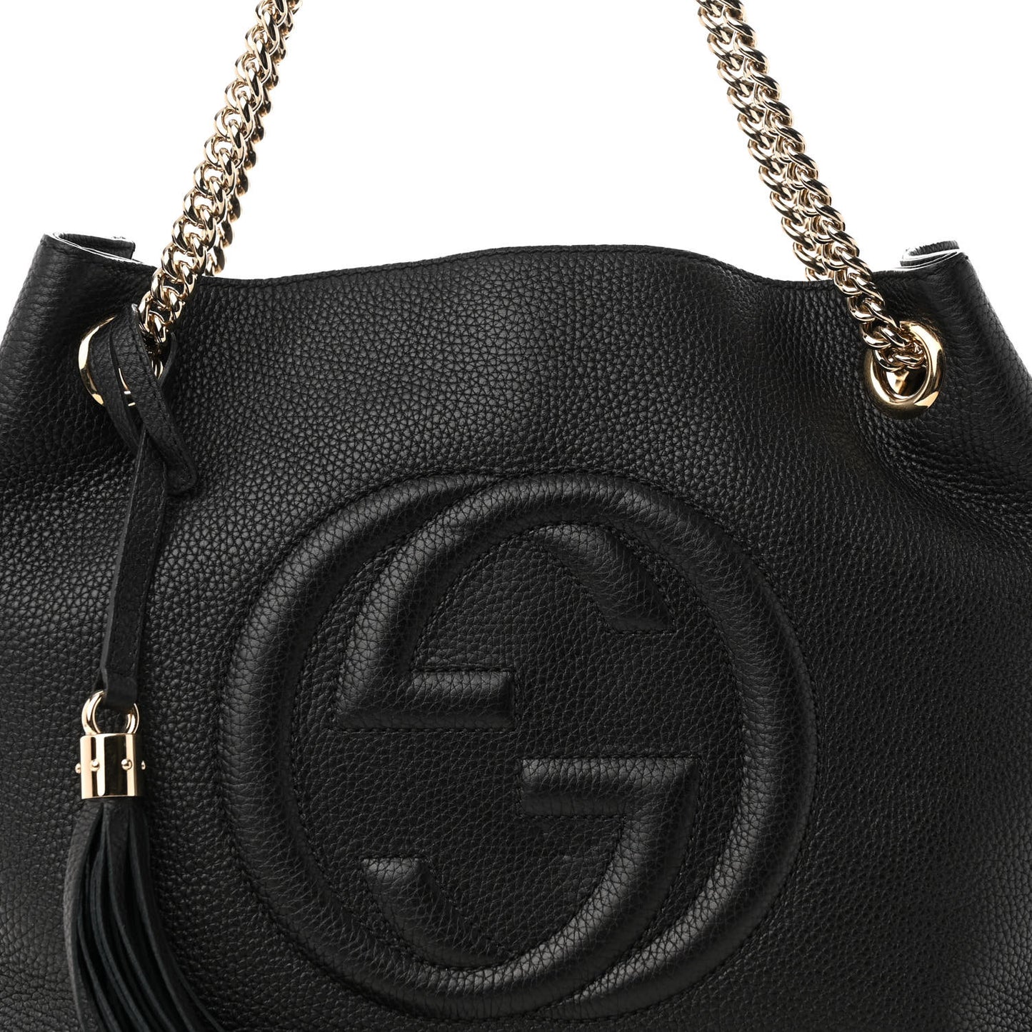 Pebbled Calfskin Medium Soho Chain Shoulder Bag Black