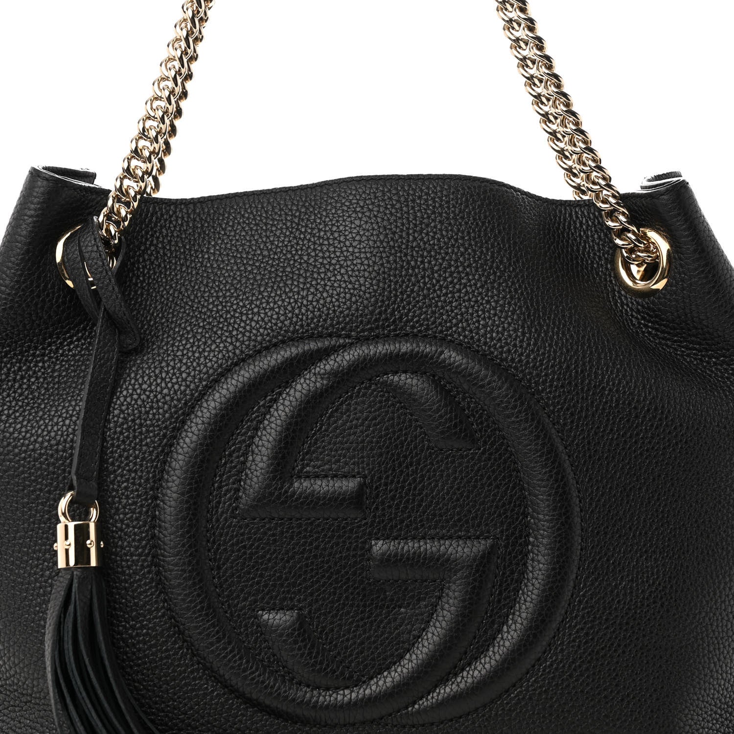 Gucci Pebbled Calfskin Medium Soho Chain Shoulder Bag Black 8 of 10