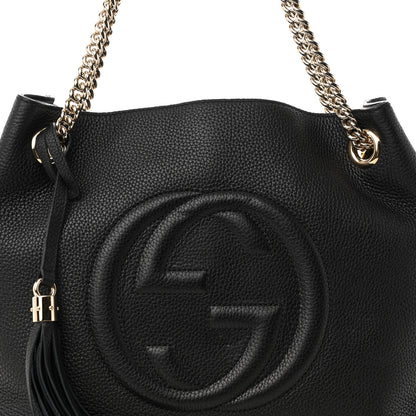 Gucci Pebbled Calfskin Medium Soho Chain Shoulder Bag Black 8 of 10