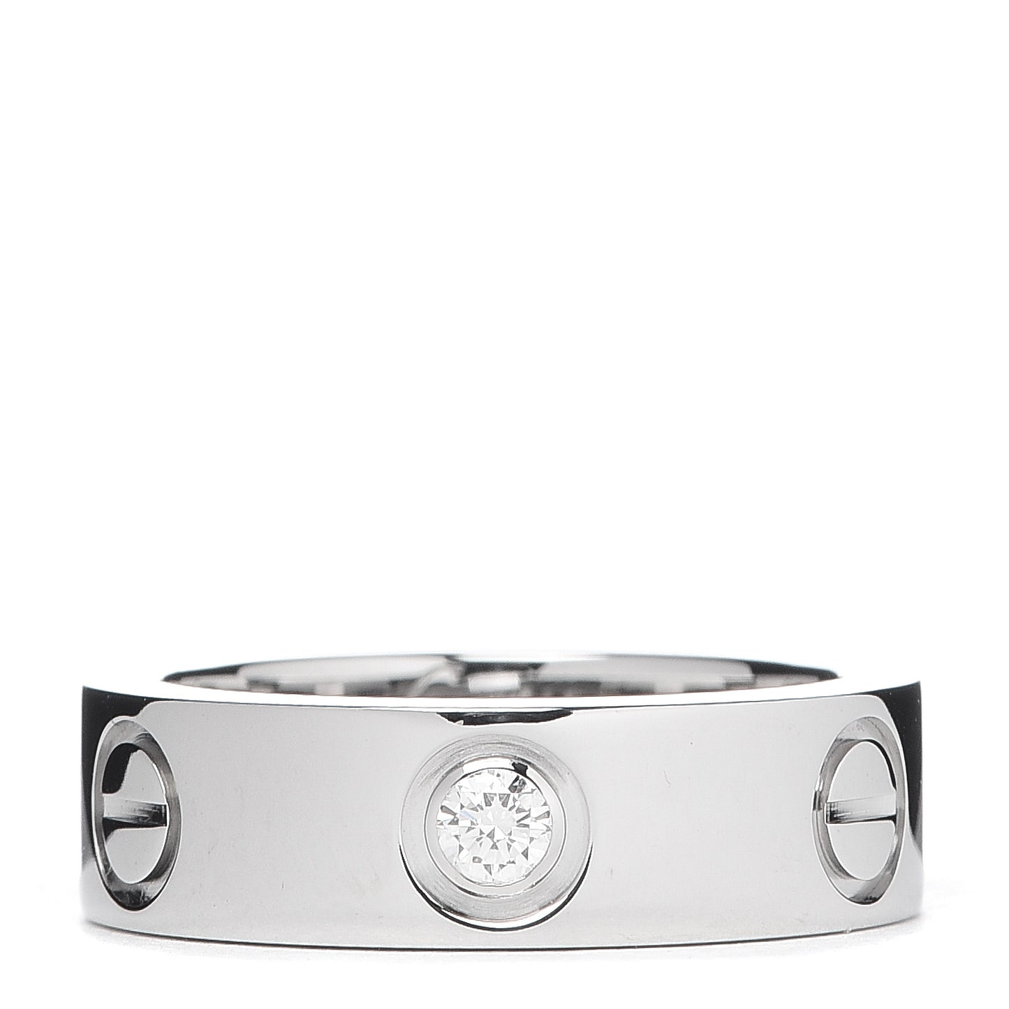 18K White Gold 3 Diamond 5.5mm LOVE Ring 48 4.5