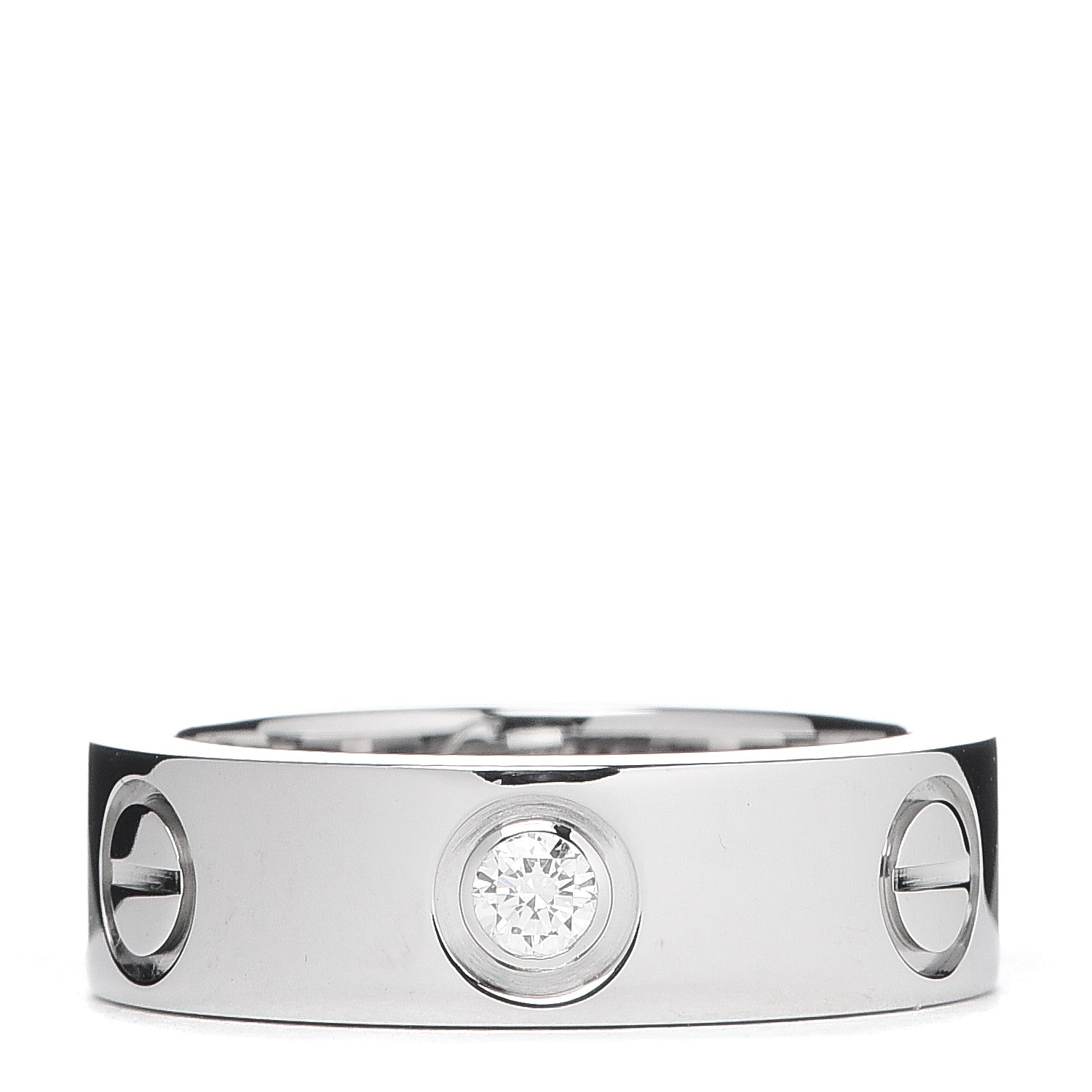 Cartier 18K White Gold 3 Diamond 5.5mm LOVE Ring 48 4.5 1 of 4