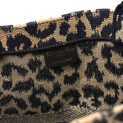 Christian Dior Canvas Mizza Embroidered Large Leopard Book Tote Beige 7 of 11