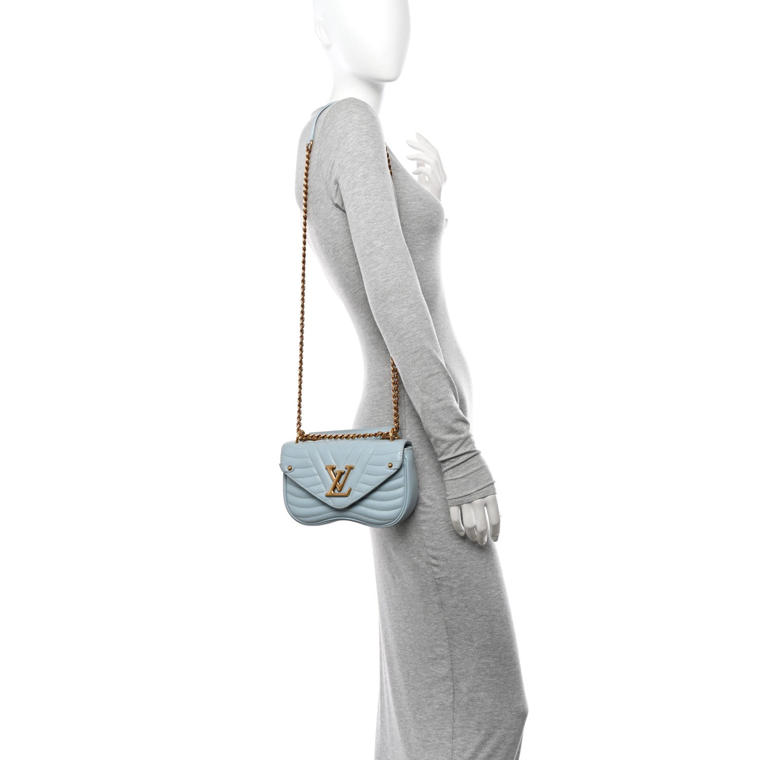 Louis Vuitton Calfskin New Wave Chain PM Porcelain Blue 2 of 10