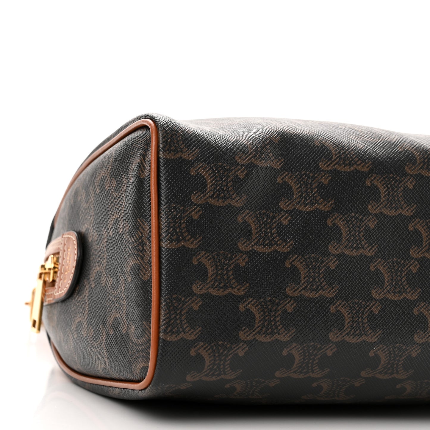 Triomphe Canvas Calfskin Small Boston Bag Tan