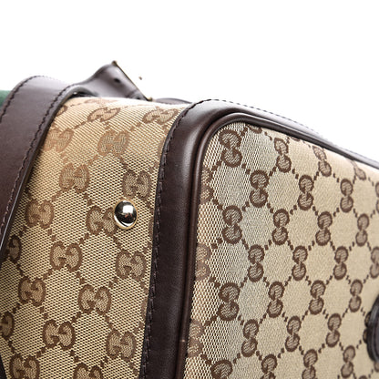Gucci Monogram Vintage Web Medium Boston Dark Brown 13 of 14