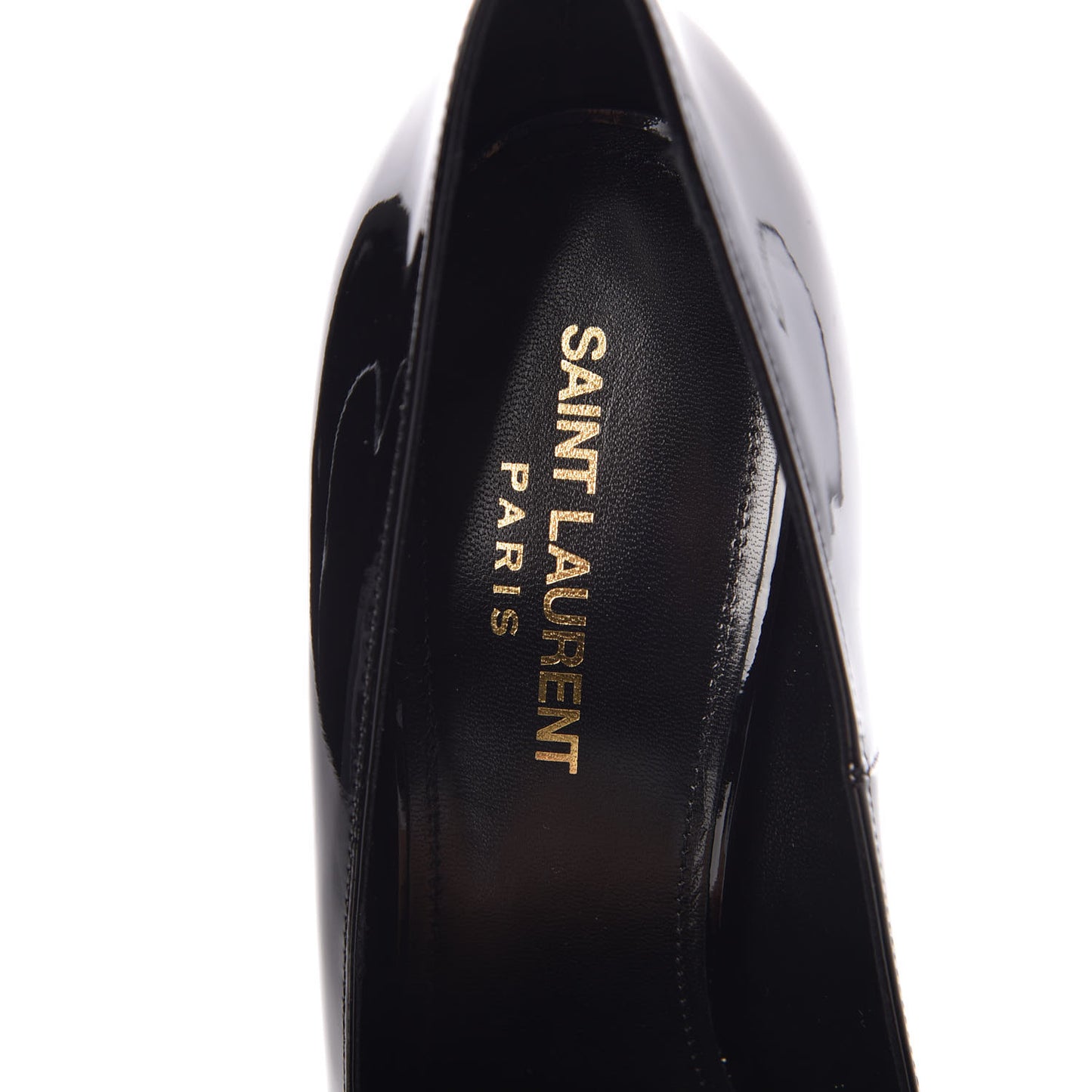 Patent Calfskin Opyum 110 Pumps 38 Black Gold
