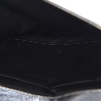 Saint Laurent Metallic Textured Large Belle De Jour Clutch Silver 12 of 13