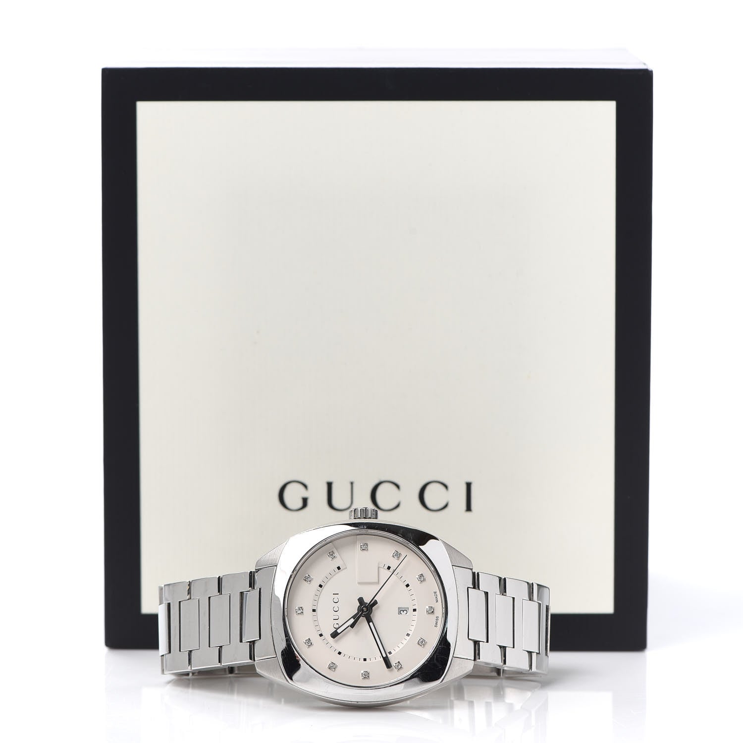 Gucci Stainless Steel Diamond 37mm G-Timeless Quartz Watch White 6 of 6