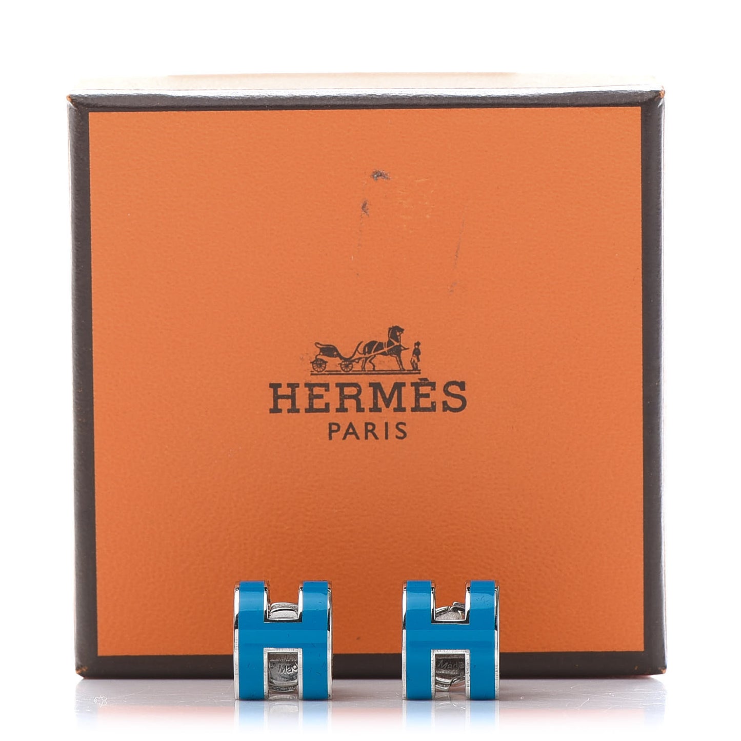 Palladium Lacquered Pop H Earrings Bleu Paradis