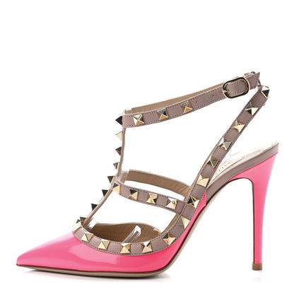 Valentino Garavani Patent Rockstud Ankle Strap Pumps 35 Peony Poudre 1 of 4