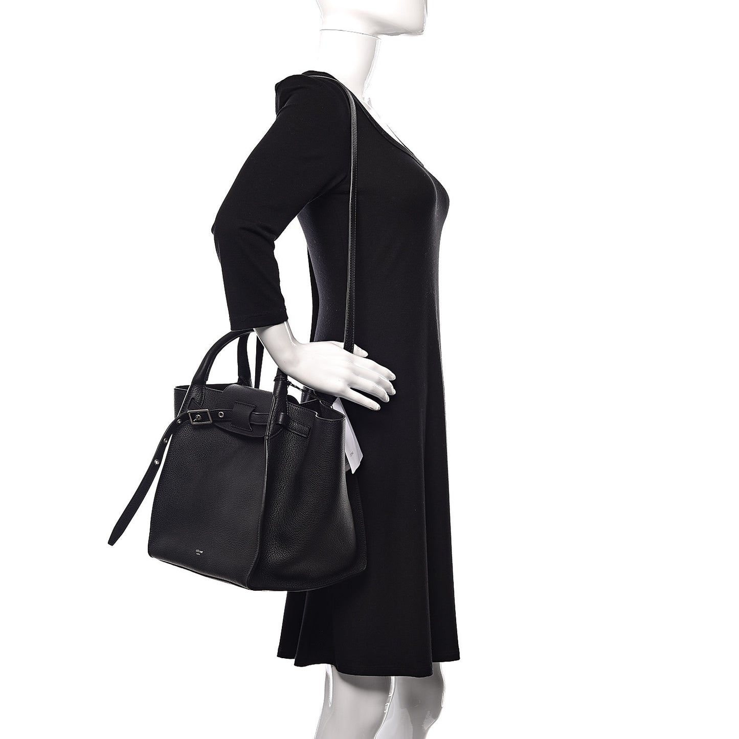 Supple Grained Calfskin Small Big Bag Black
