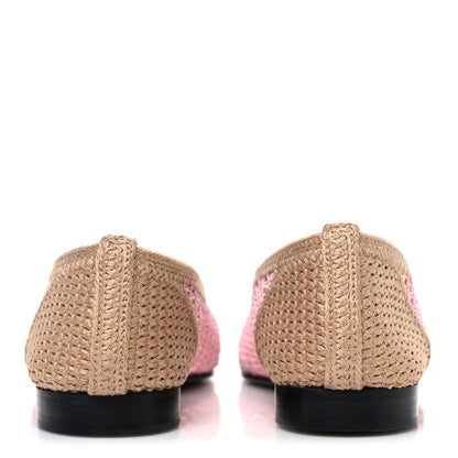 Chanel Raffia Cap Toe Ballerina Flats 37 Pink Beige 6 of 10
