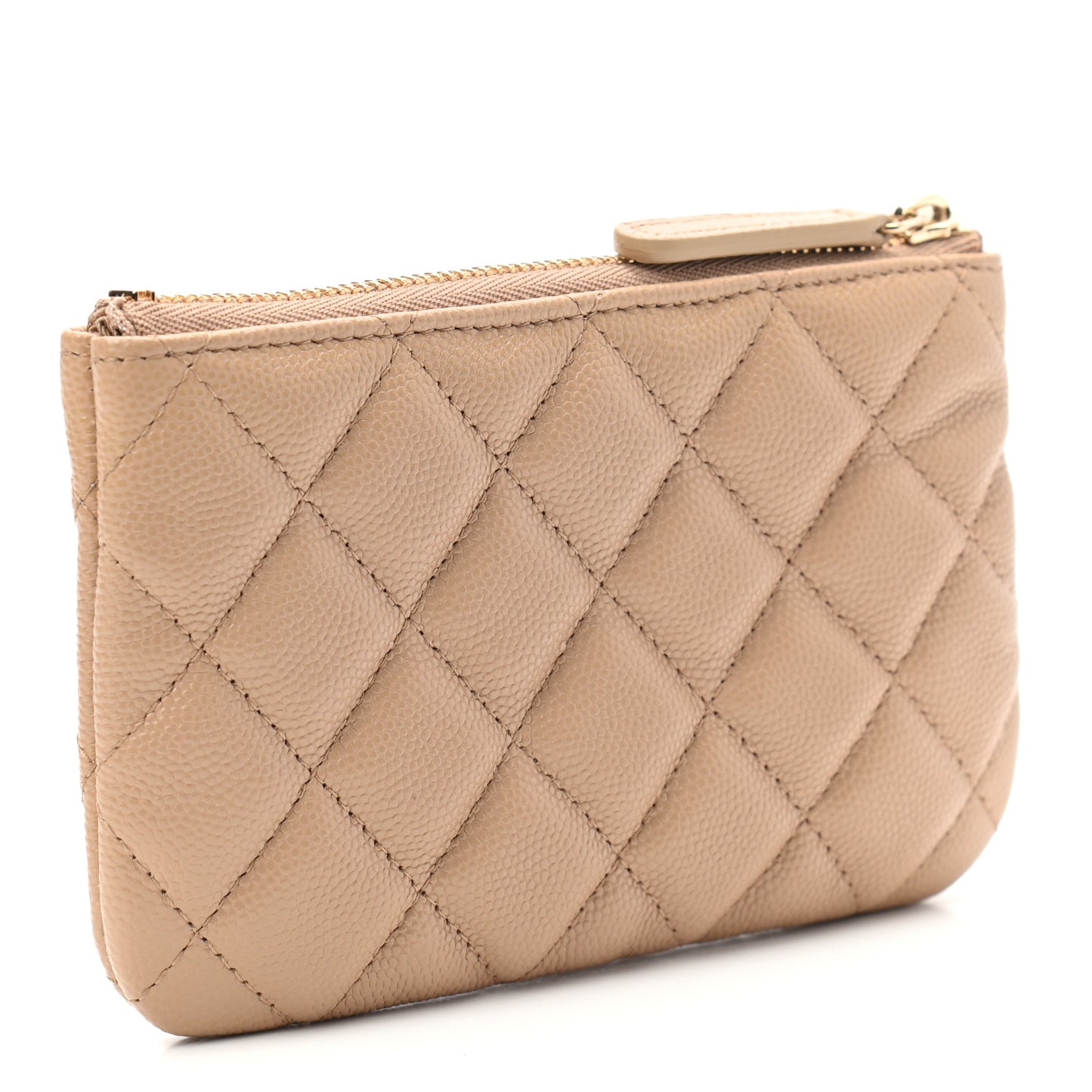 Caviar Quilted Small Cosmetic Case Beige