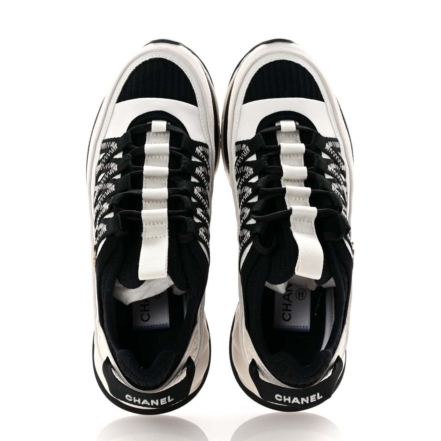 Fabric Suede Calfskin Sneakers 36 White Black