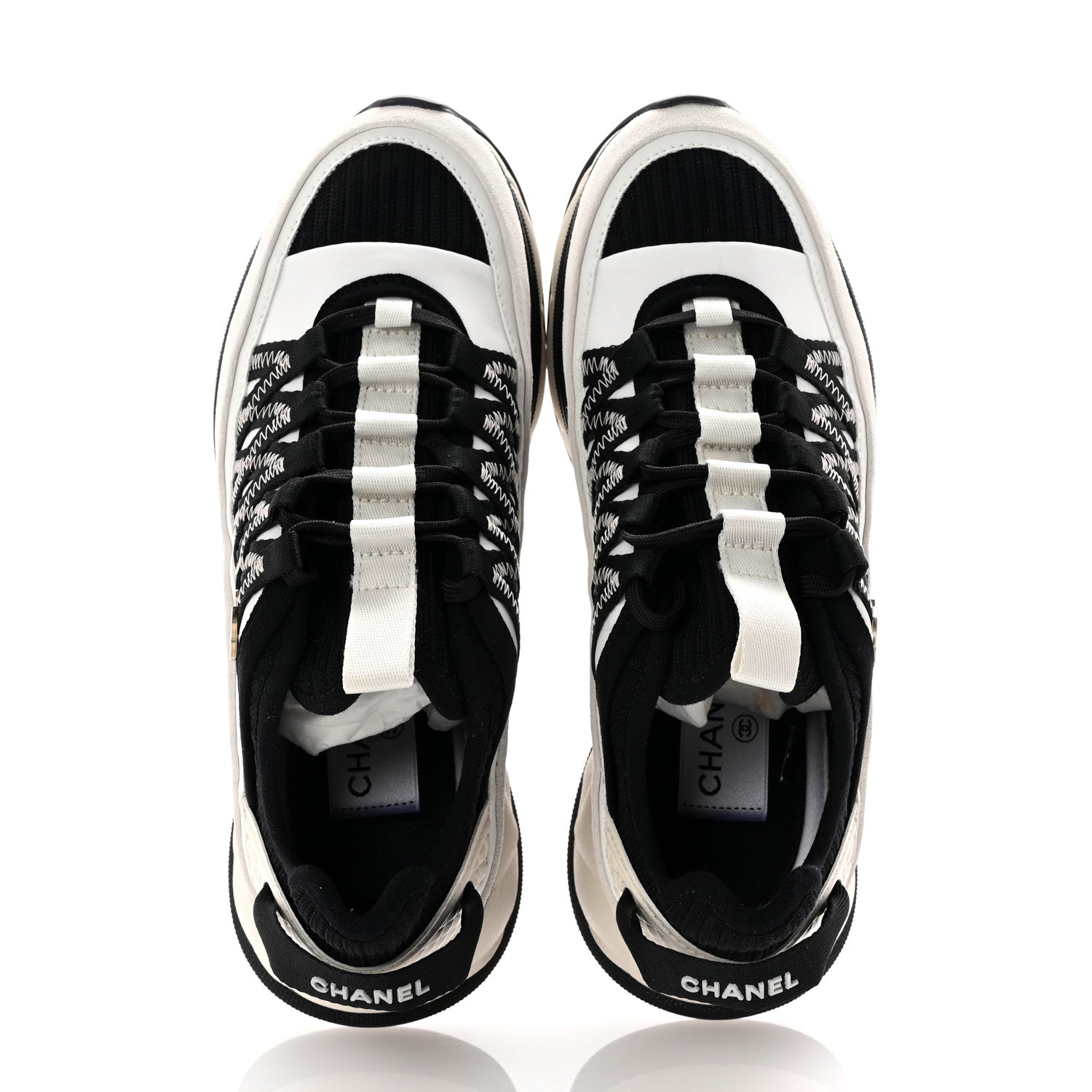 Chanel Fabric Suede Calfskin Sneakers 36 White Black 2 of 10
