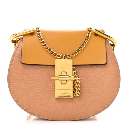 Chloe Grained Calfskin Lambskin Nano Bi-Color Drew Shoulder Bag Beige Yellow 1 of 11