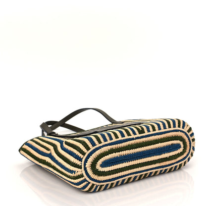 Loewe Raffia Square Small Basket Tote Bag Natural Khaki Blue 3 of 6