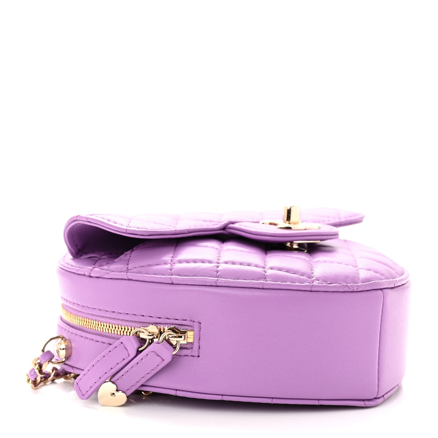 Lambskin Quilted CC In Love Heart Bag Purple