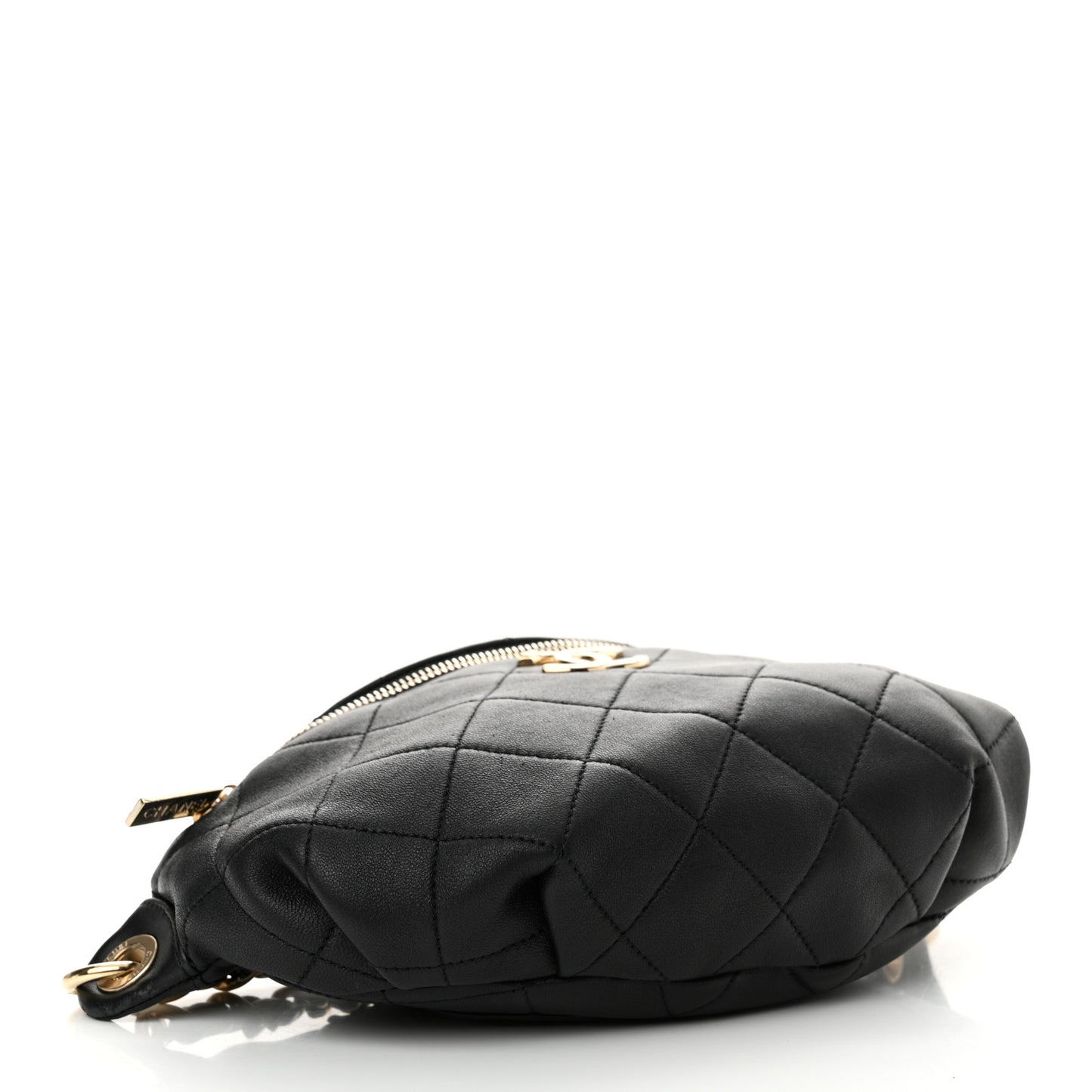 Lambskin Quilted Resin Bi-Color Waist Bag Fanny Pack Black