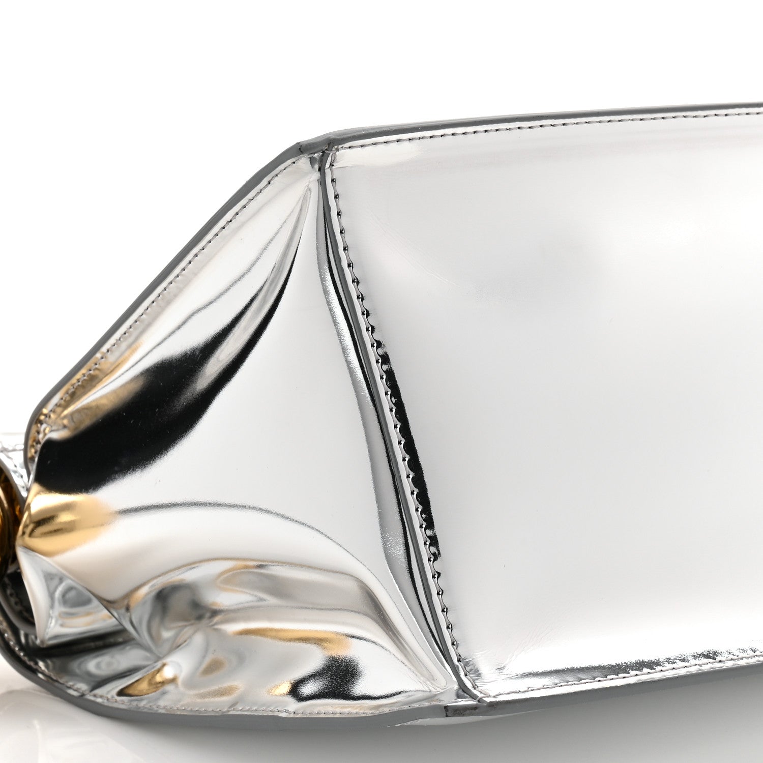 Jacquemus Metallic Patent Calfskin La Pochette Rond Carre Silver 8 of 9