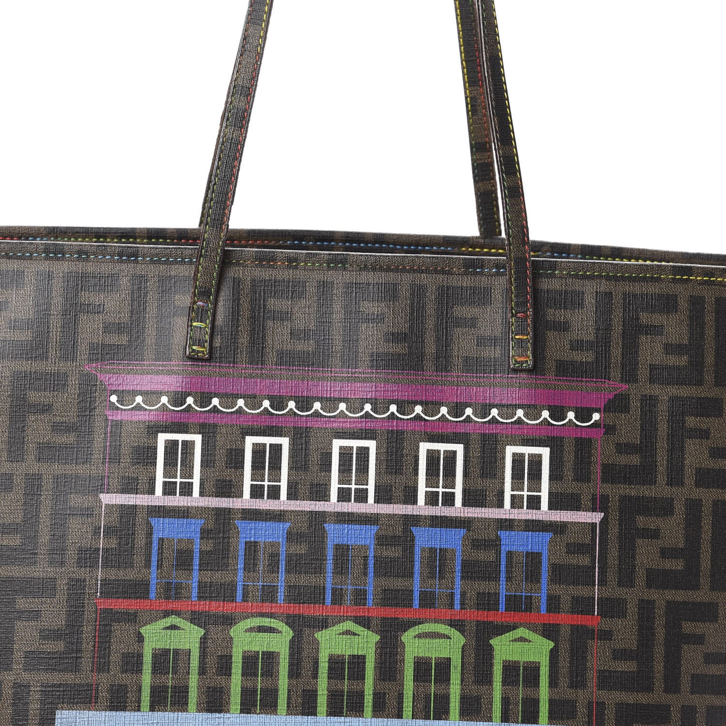 Zucca Spalmati Print Large Roll Tote Tobacco Multicolor