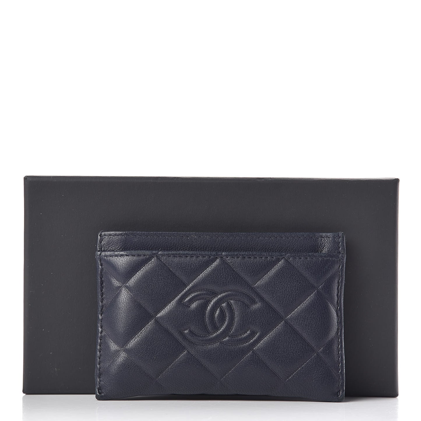 Lambskin Quilted Diamond CC Card Holder Navy