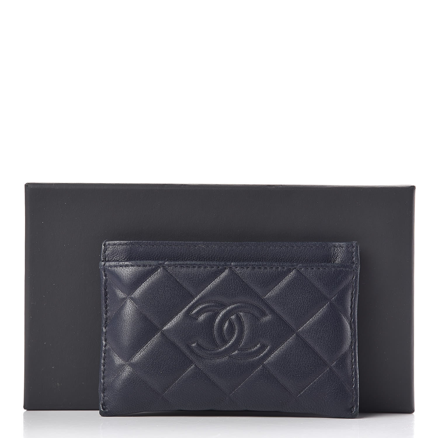 Chanel Lambskin Quilted Diamond CC Card Holder Navy 9 of 9