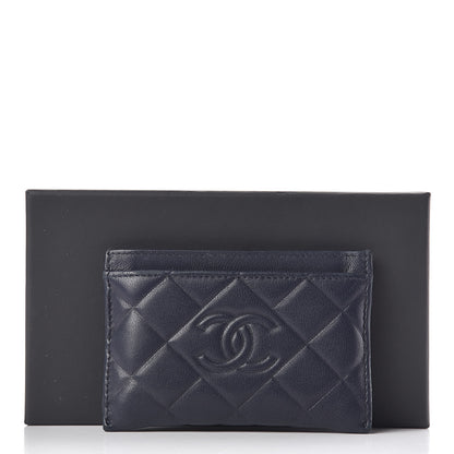 Chanel Lambskin Quilted Diamond CC Card Holder Navy 9 of 9