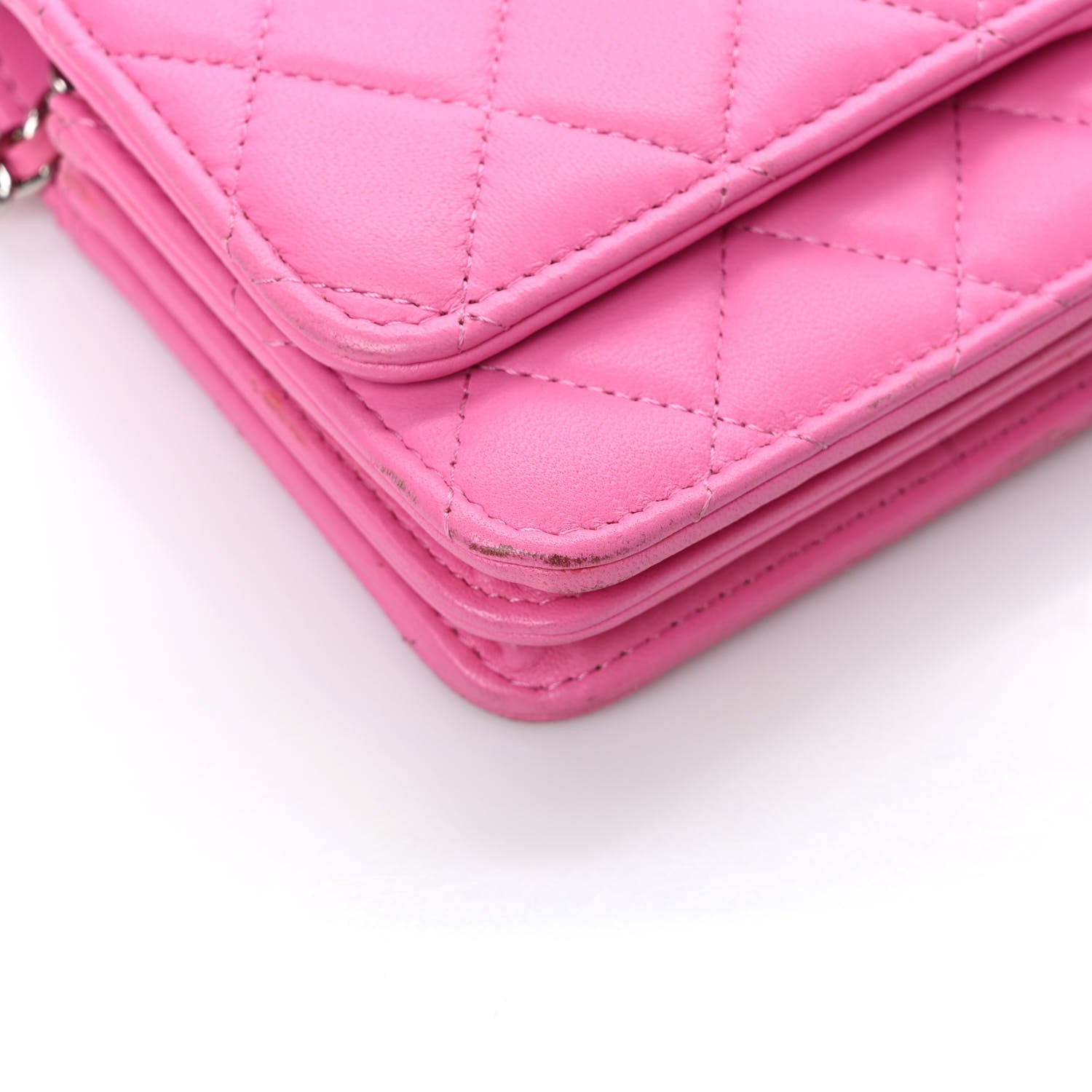 Chanel Lambskin Quilted Mini Wallet On Chain WOC Pink 10 of 11