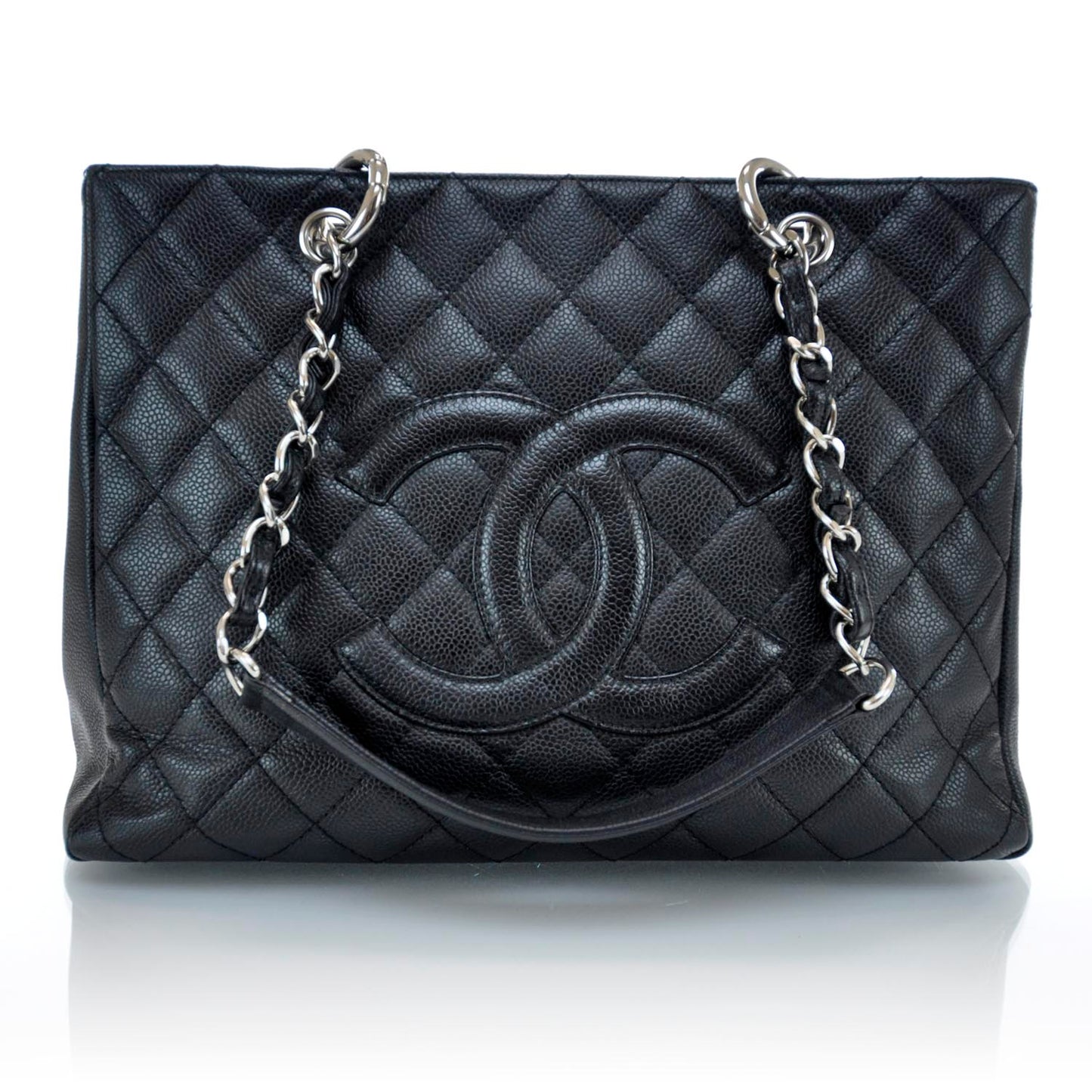 Caviar Quilted Grand Shopping Tote GST Black