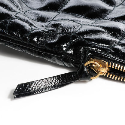 Saint Laurent Patent Crocodile Embossed Tribute Tote Black 8 of 9