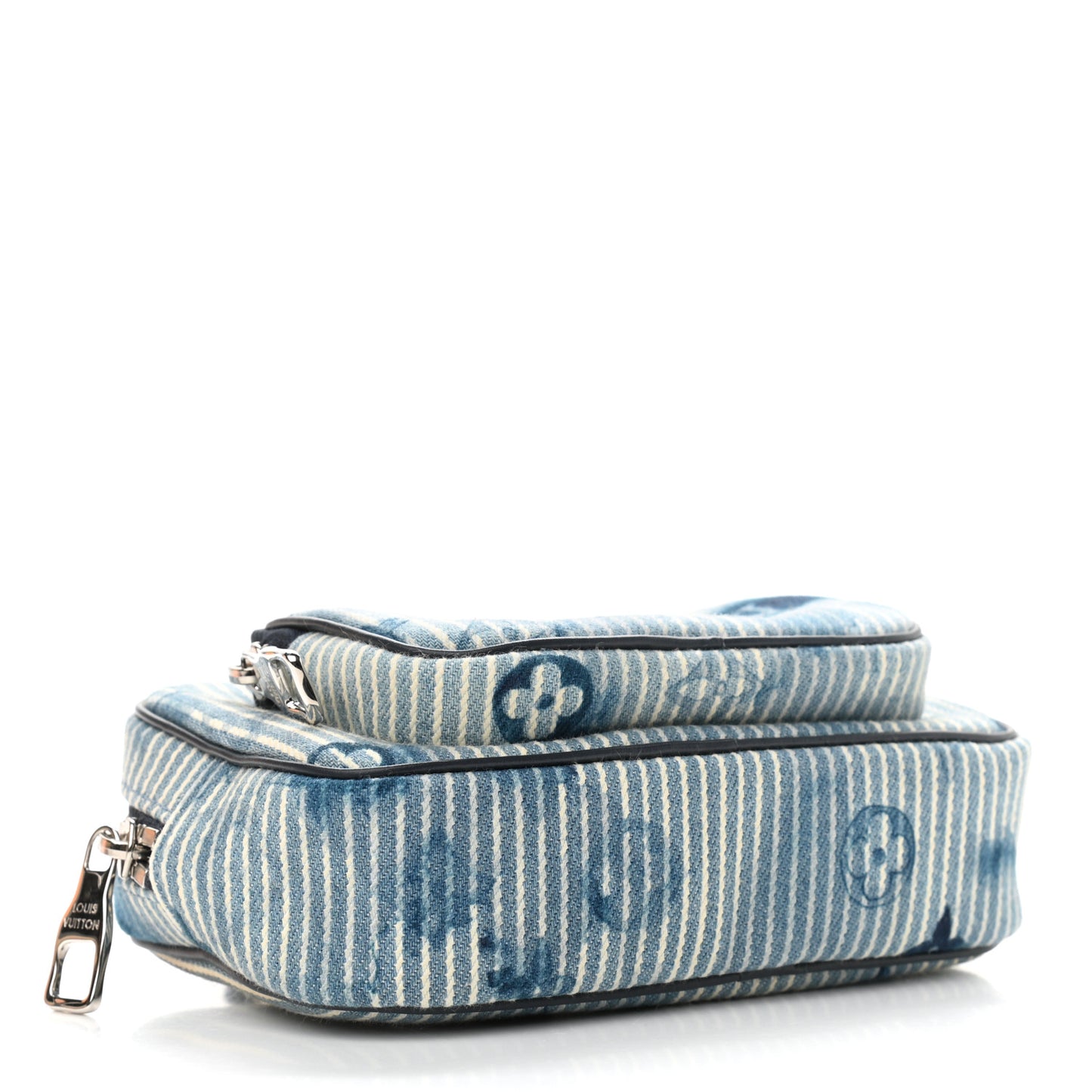 Hickory Stripes Denim Monogram Watercolor Outdoor Pouch Blue