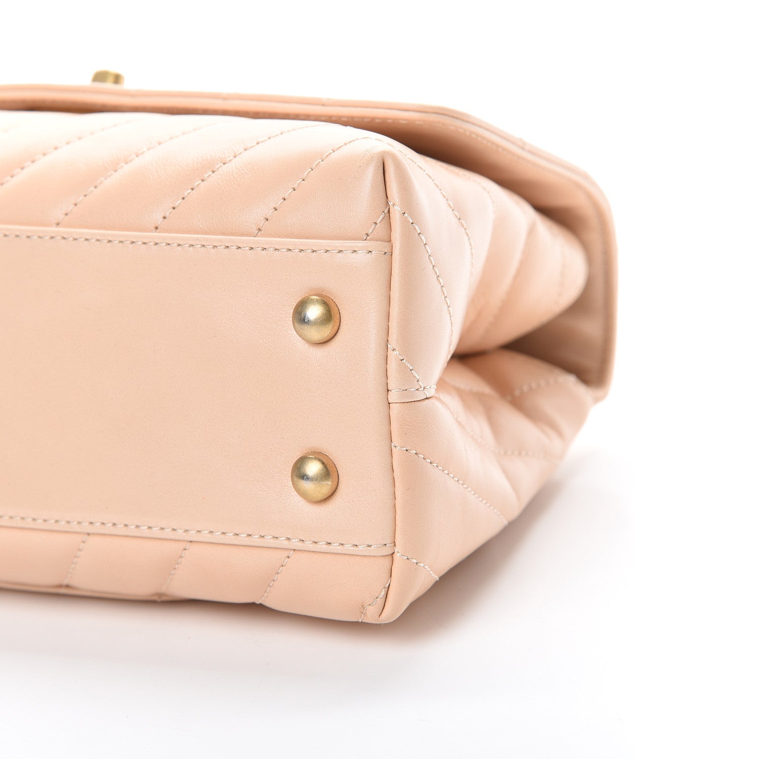Chanel Calfskin Chevron Quilted Mini Coco Handle Flap Beige 9 of 12