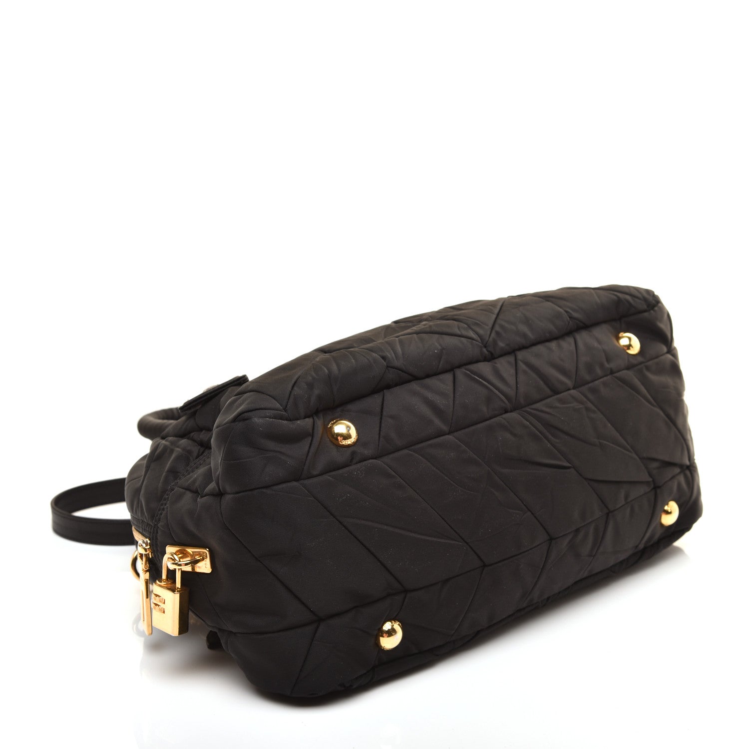 Prada Nylon Chevron Quilted Dome Satchel Black 1 of 8