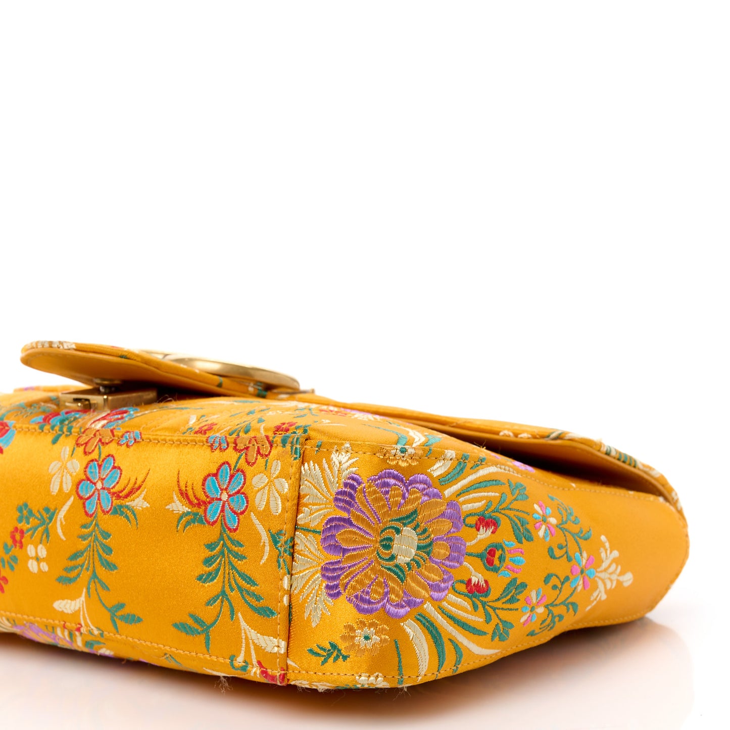 Jacquard Matelasse Floral Medium GG Marmont Shoulder Bag Yellow