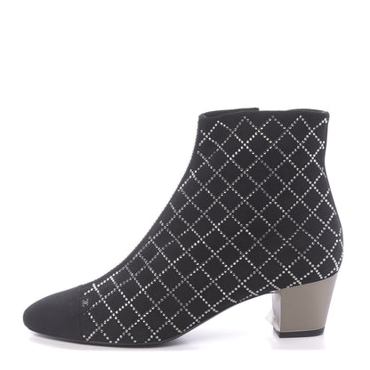 Chanel Kid Suede Strass Short Boots 39.5 Black 1 of 9