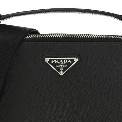 Prada Saffiano Travel Medium Brique Crossbody Bag Black 8 of 11