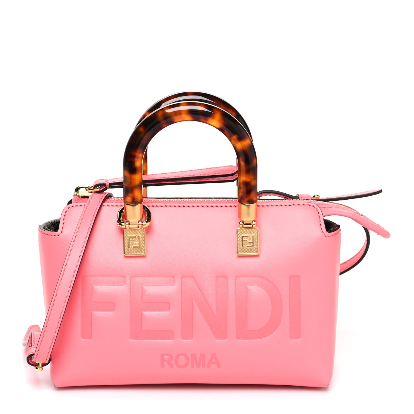 Vitello King Plexiglass Logo Embossed Mini By The Way Top Handle Boston Bag Pink Dalia