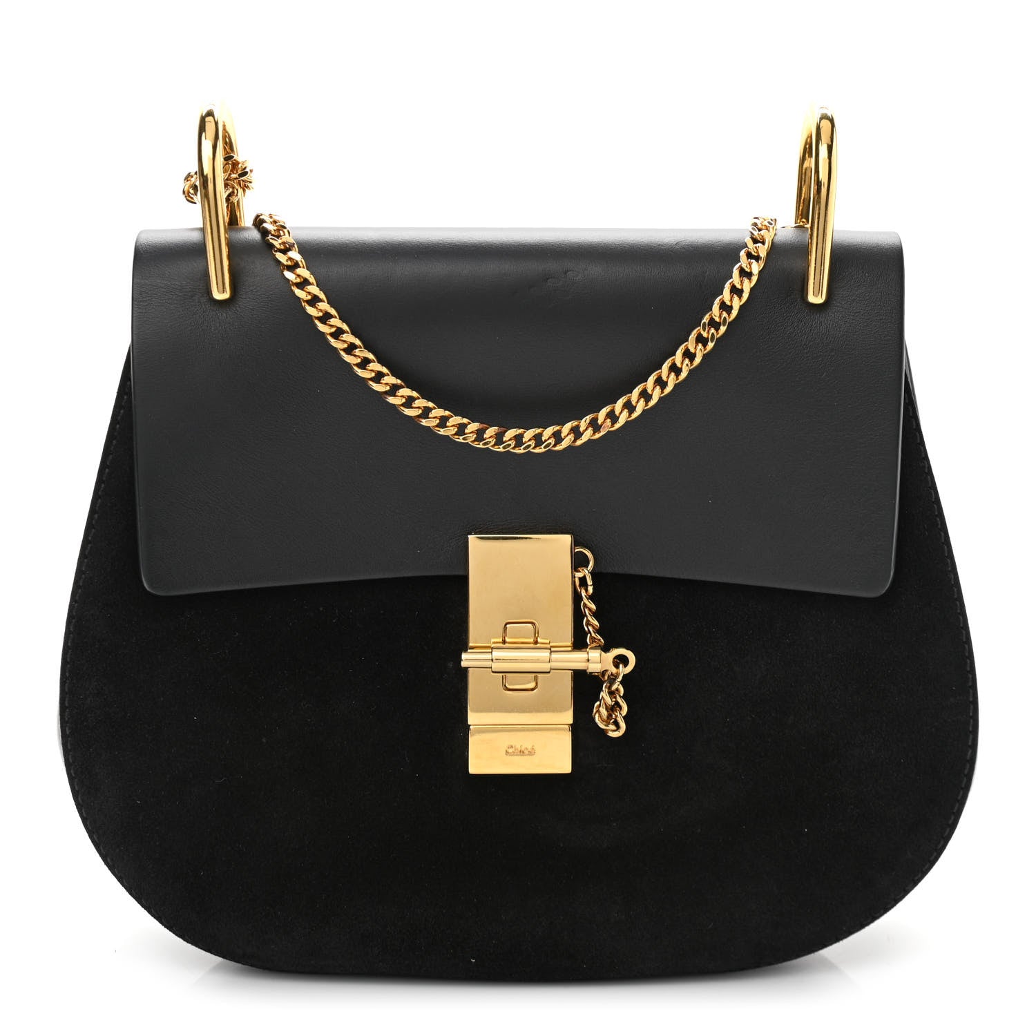 Chloe Suede Smooth Calfskin Drew Shoulder Bag Black 1 of 10