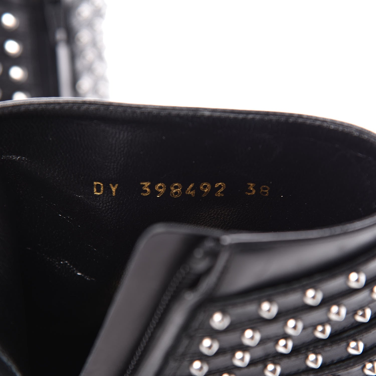 Saint Laurent Smooth Calfskin Studded Strap French Boots 38 Black 6 of 8