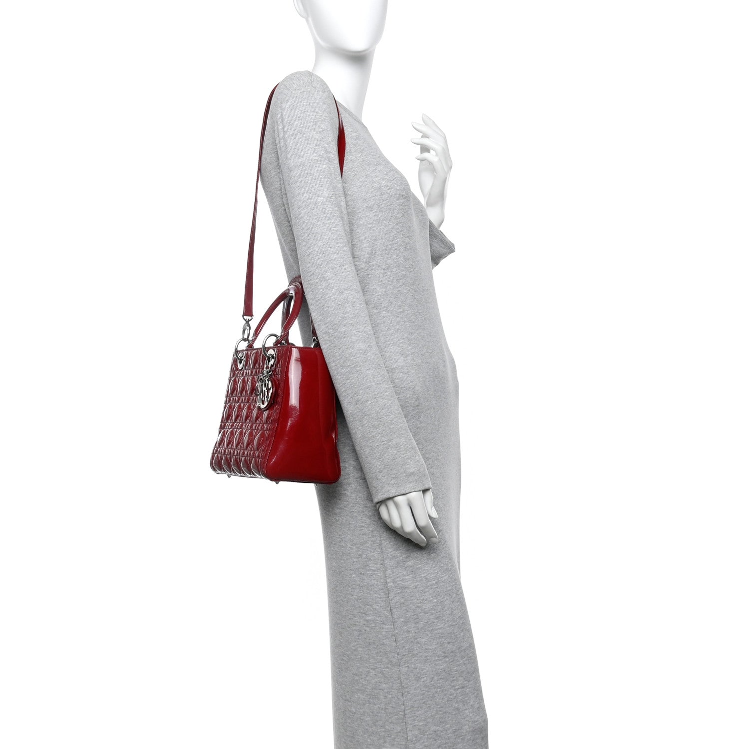 Christian Dior Patent Cannage Medium Lady Dior Red 2 of 17