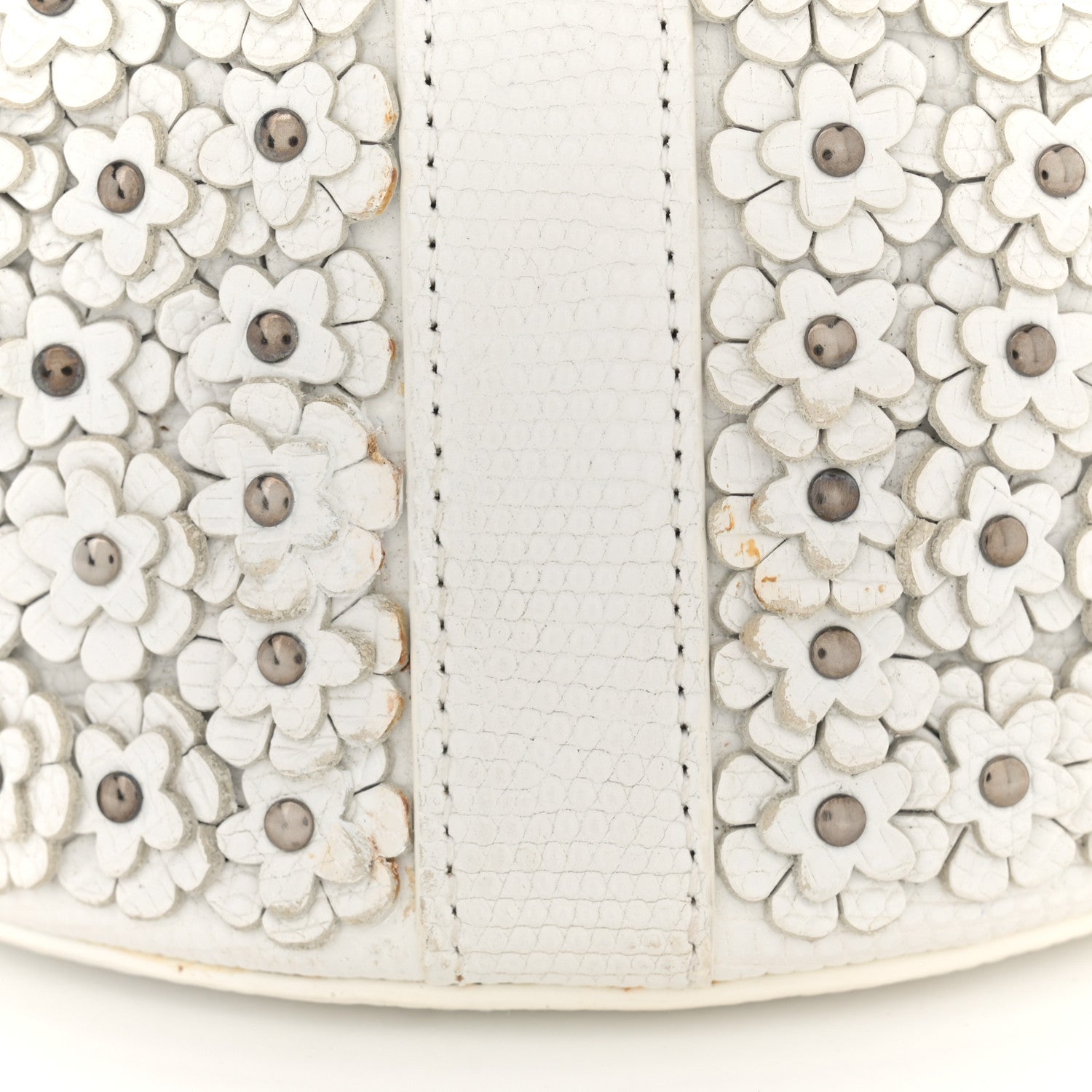 Alaia Lizard Embossed Calfskin Flower Applique Bucket Bag White 16 of 17