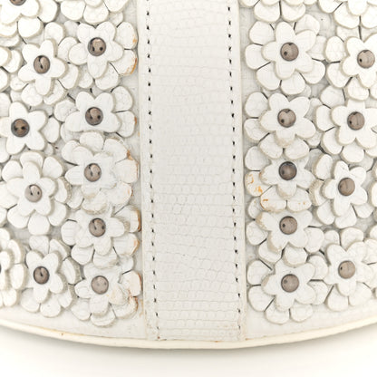 Alaia Lizard Embossed Calfskin Flower Applique Bucket Bag White 16 of 17