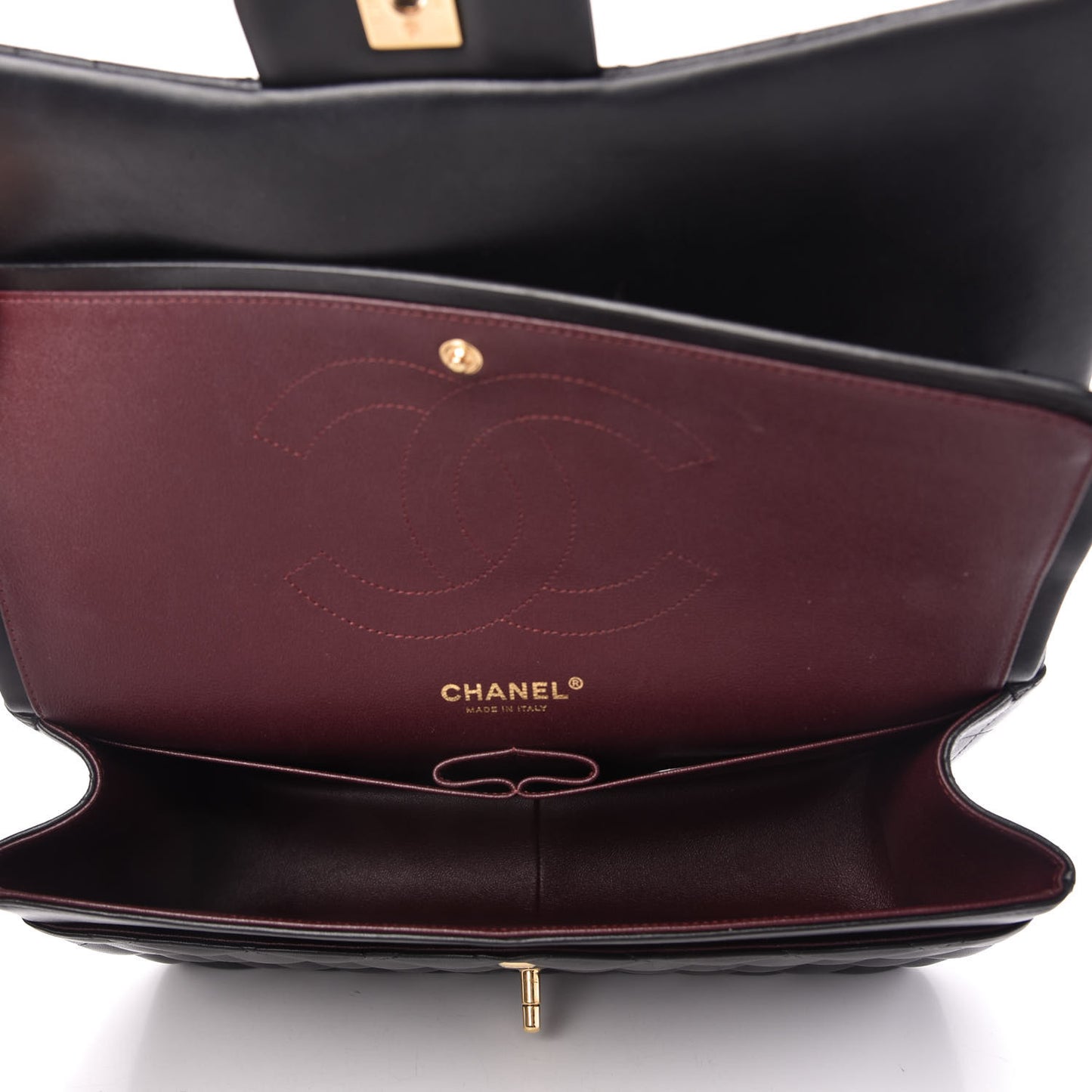 Lambskin Quilted Jumbo Double Flap Black