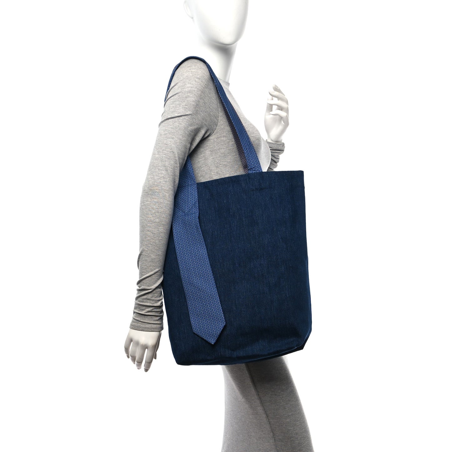 Denim Silk Petit H Ties Tote Bag